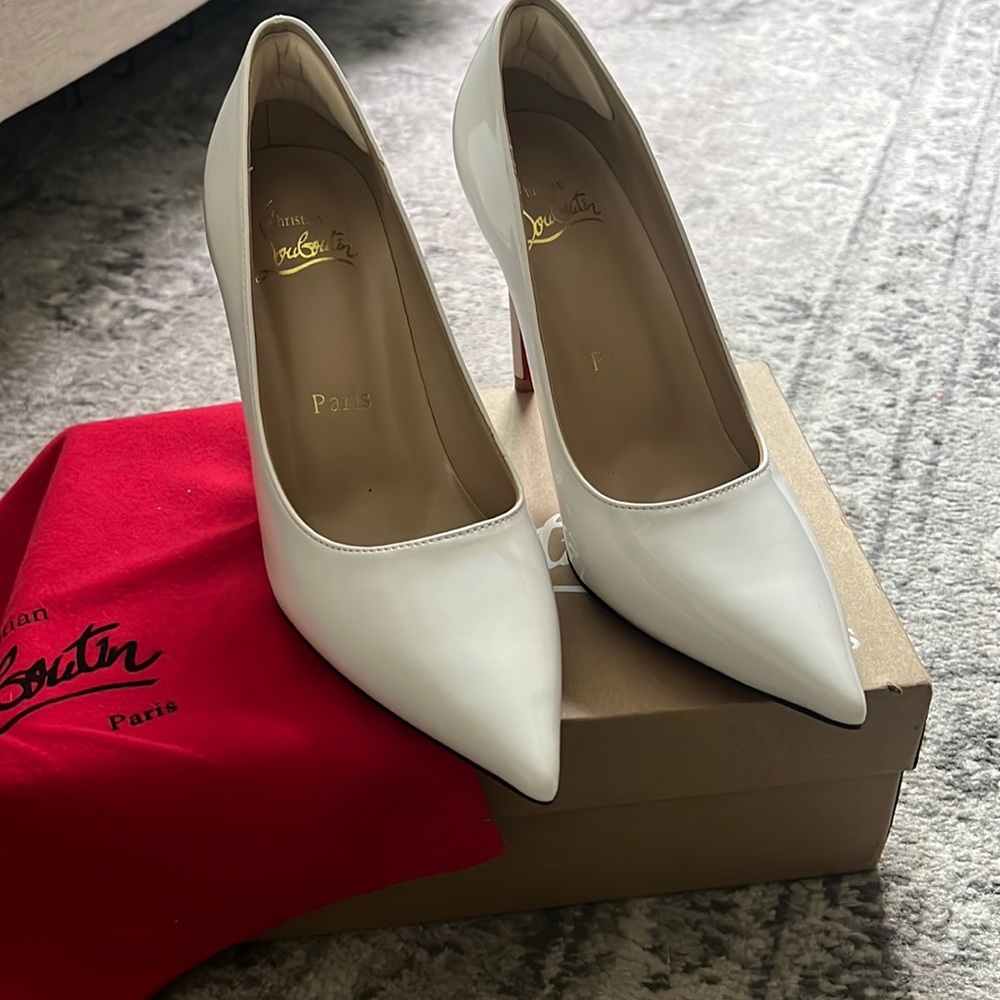 White Christian louboutin heels
